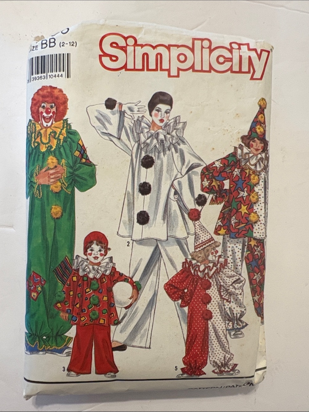 Simplicity 9806 VTG Halloween Clown Costume Pattern child size BB